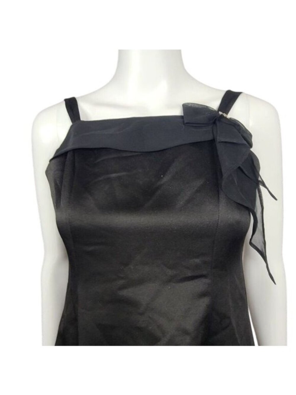 Davids Bridal Black A-Line Bow Accent Formal Dress Size 10 Polyester